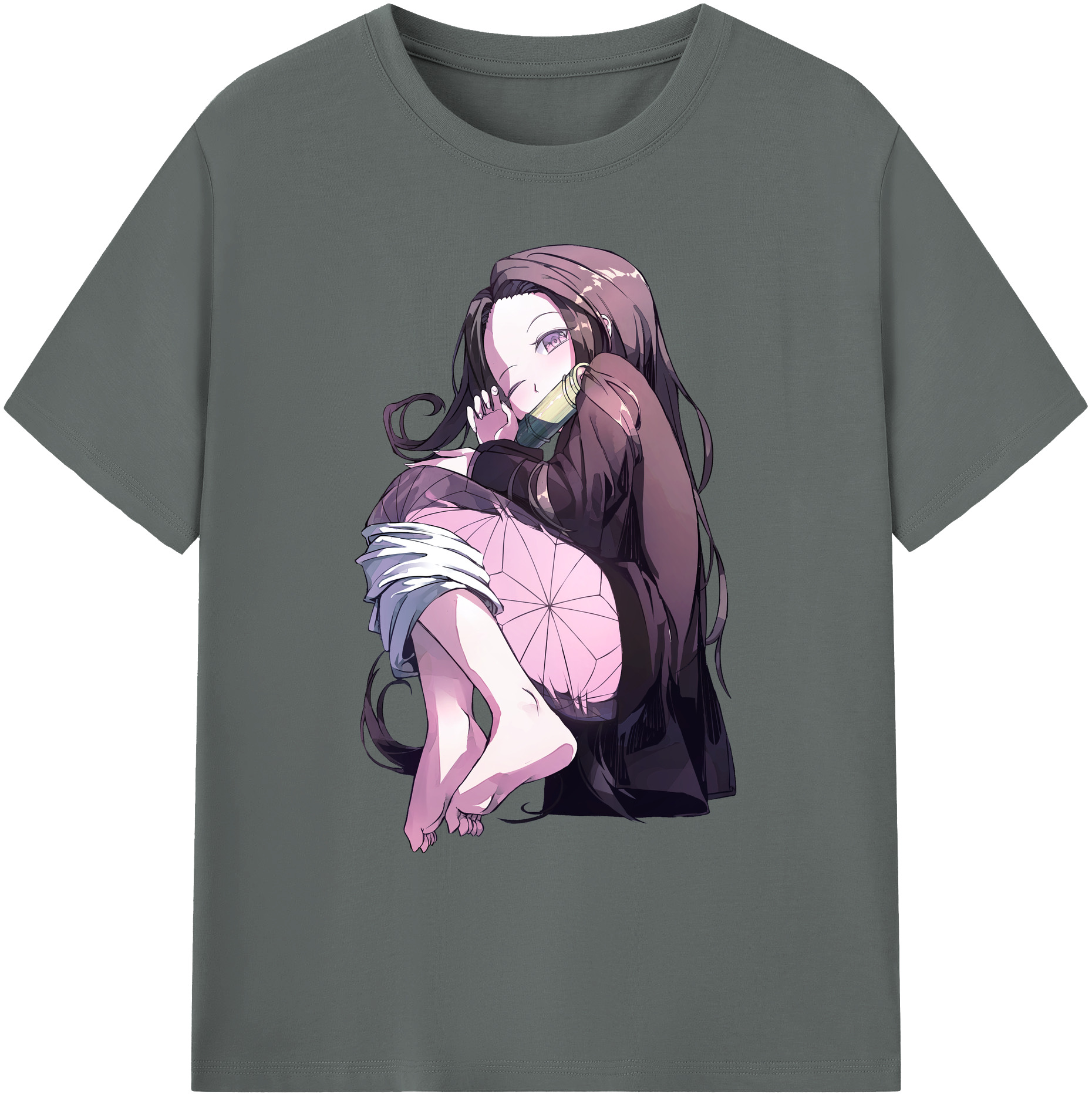 （画像用） 鬼滅の刃（きめつのやいば）竈門 禰󠄀豆子／かまど ねずこ Kamado Nezuko 綿100％ メンズ半袖Tシャツ｜肌触りやわらか＆通気性